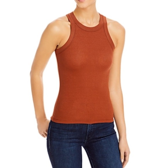 WSLY Tops - WSLY The Rivington Ribbed Stretch-tencel Lyocell Tank Brown Womens S Minimalist
